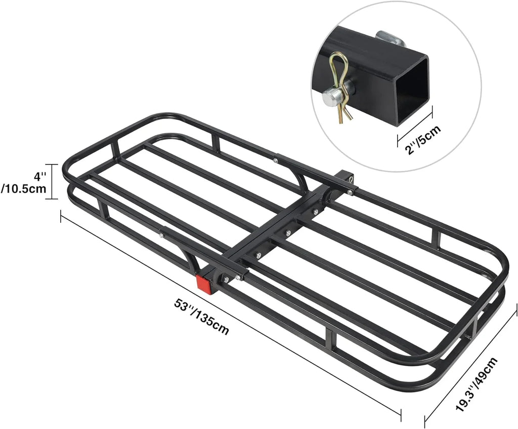 REDCAMP Folding Hitch Cargo Carrier Basket 500 lbs, 53" x 19.3" x 4" Trailer Hitch Luggage Rack for SUV, Truck, Cars, Small