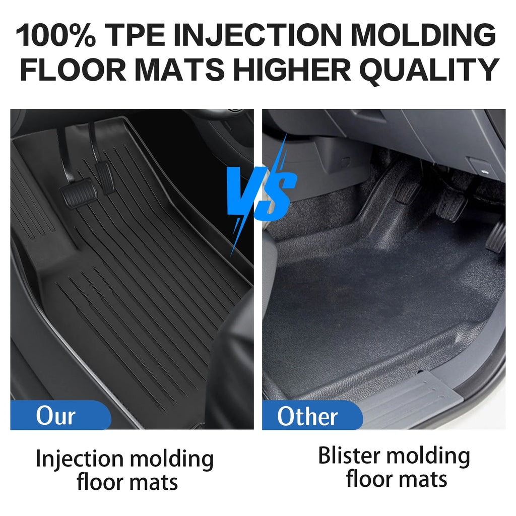 WEIZE Floor Mats Set for Tesla Model Y 2021-2023 2024, All Weather TPE Waterproof Anti-Slip Front & Rear Trunk Mats Cargo Liners Accessories, Custom Fit for Tesla 5-Seater, Set of 6 Mats