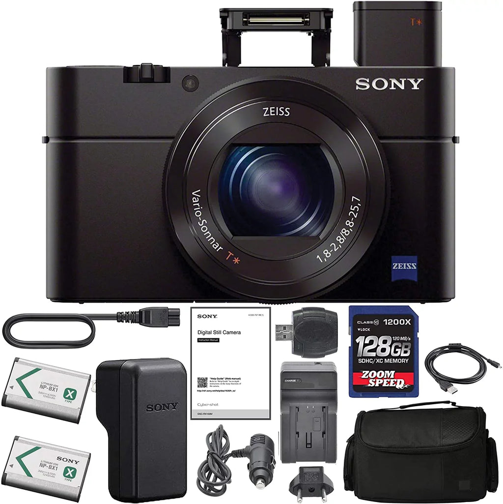 Cyber-Shot DSC-RX100 III Digital Camera (DSCRX100M3B) + 128GB AOM Pro Kit Combo Bundle - International Version (1 Year AOM Wty)