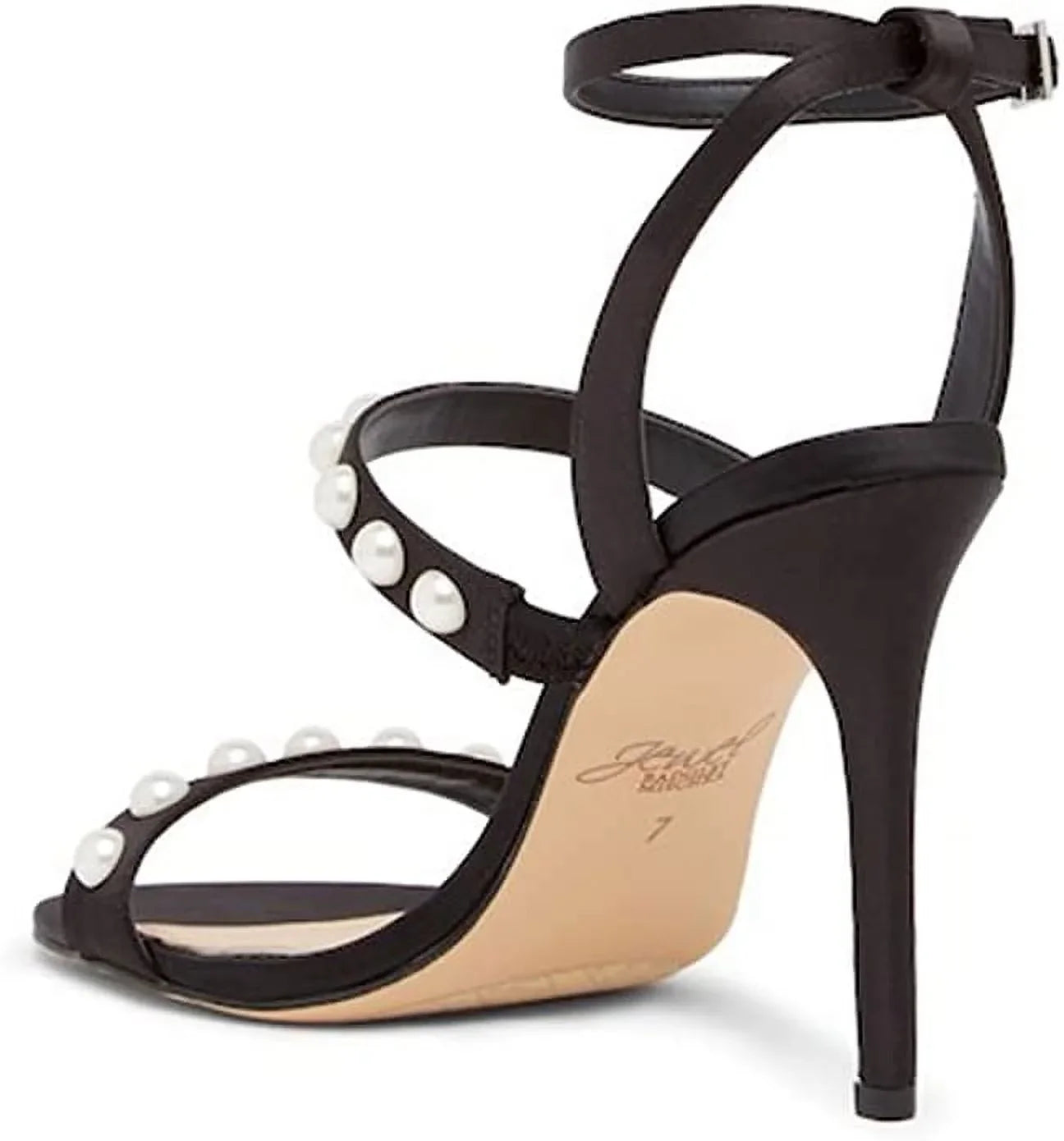 Badgley Mischka Jewel Gracie Faux Pearl Satin Sandal Black, 8