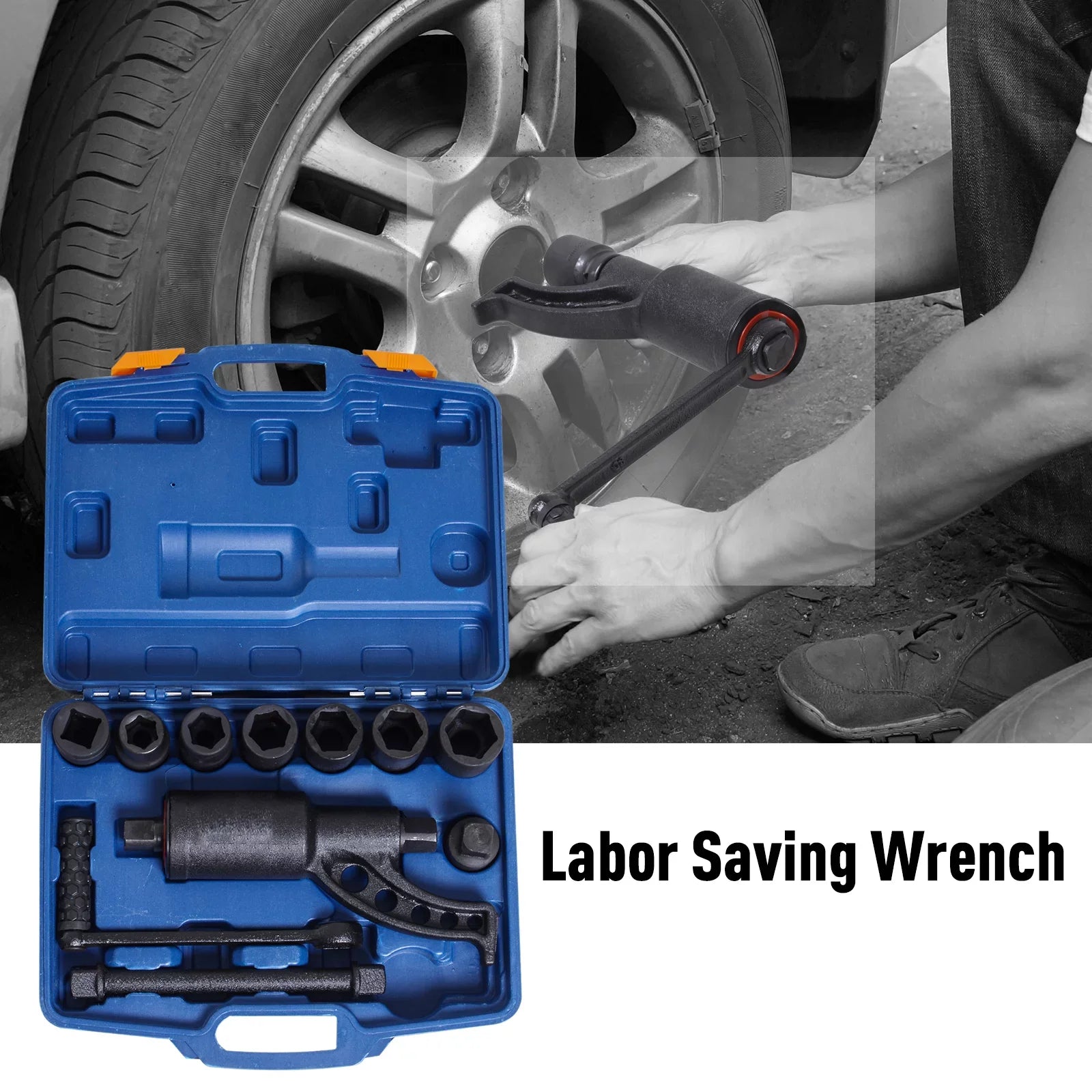 DURHAND Torque Multiplier Wrench Labor Saving Lug Nut Set W/7 Cr-V Socket