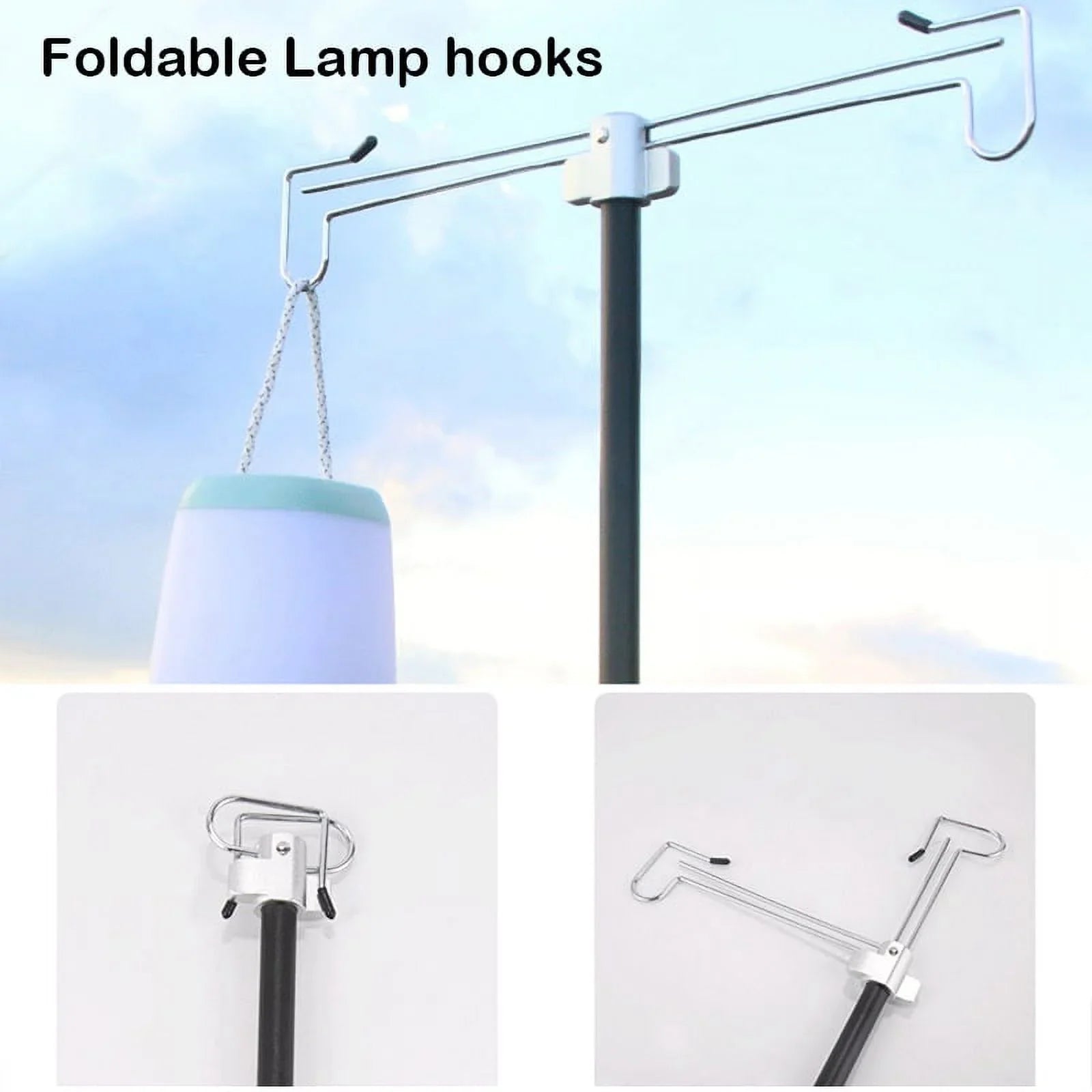 Suzicca Folding Aluminum Alloy Lamp Pole Adjustable Lantern Holder Rod for Camping Hiking Fishing Backpacking