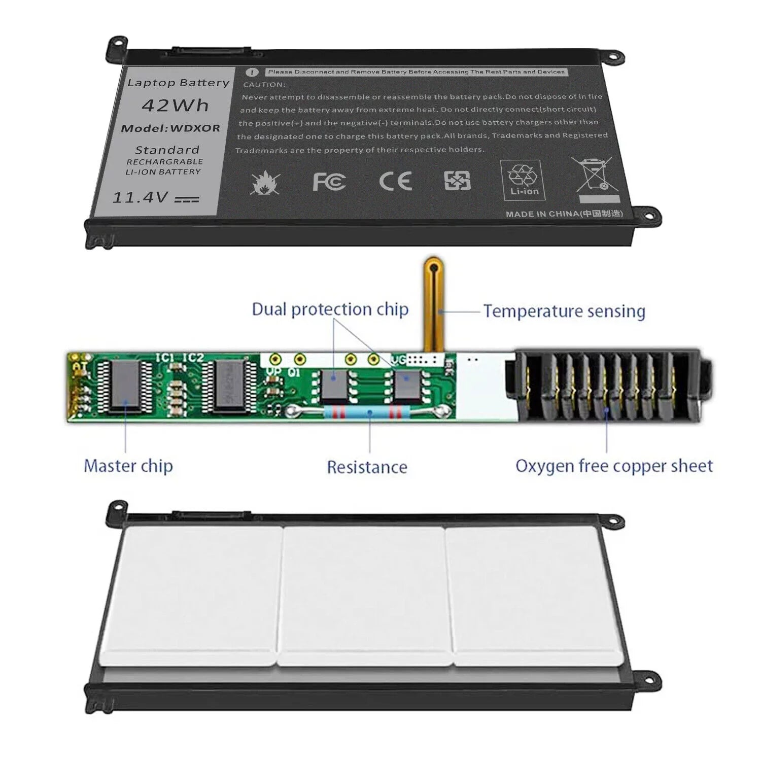 WDXOR Laptop Battery for  Inspiron 13 5000 5368 5378 7368 15 7000 17 5770