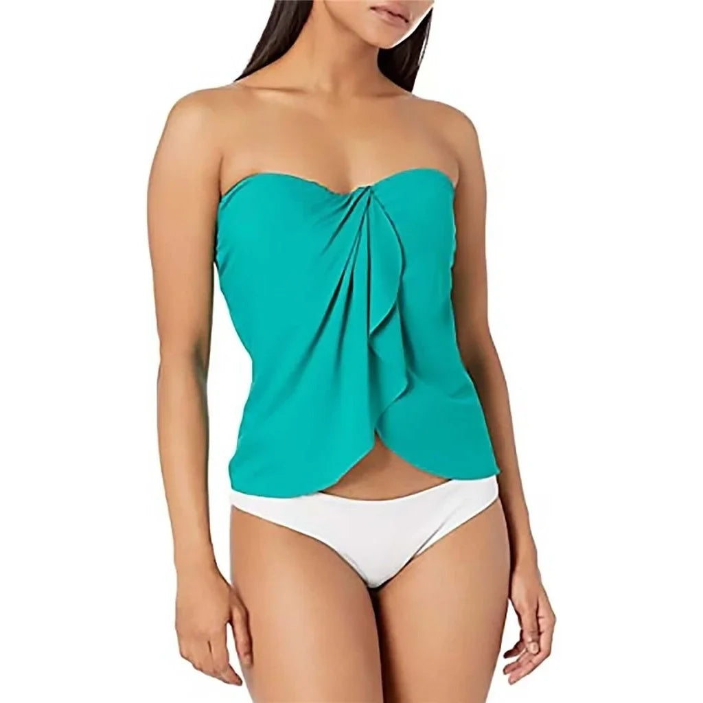 Vince Camuto Draped Bandini Top w/Soft Cups & Removable Strap Riviera LG New with box/tags