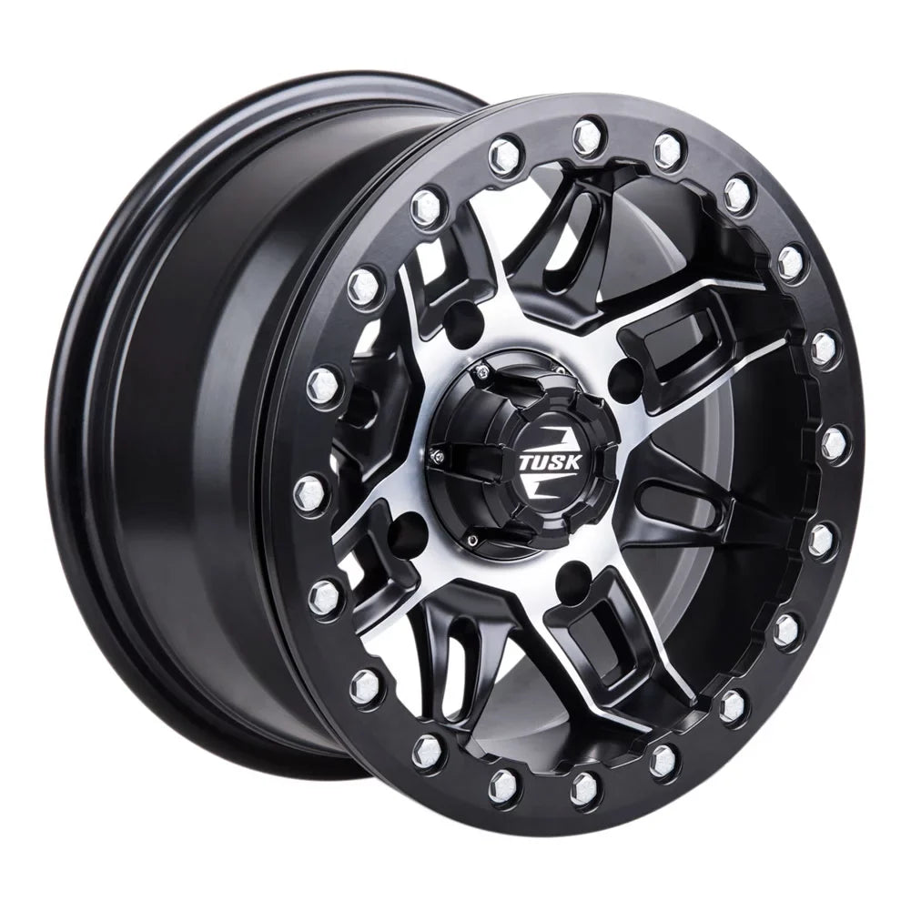 (4 Pack) 4/137 Tusk Wasatch Beadlock Wheel 15x7 5.0 + 2.0 Machined/Black For CAN-AM Defender HD10 Pro XT 2020-2022