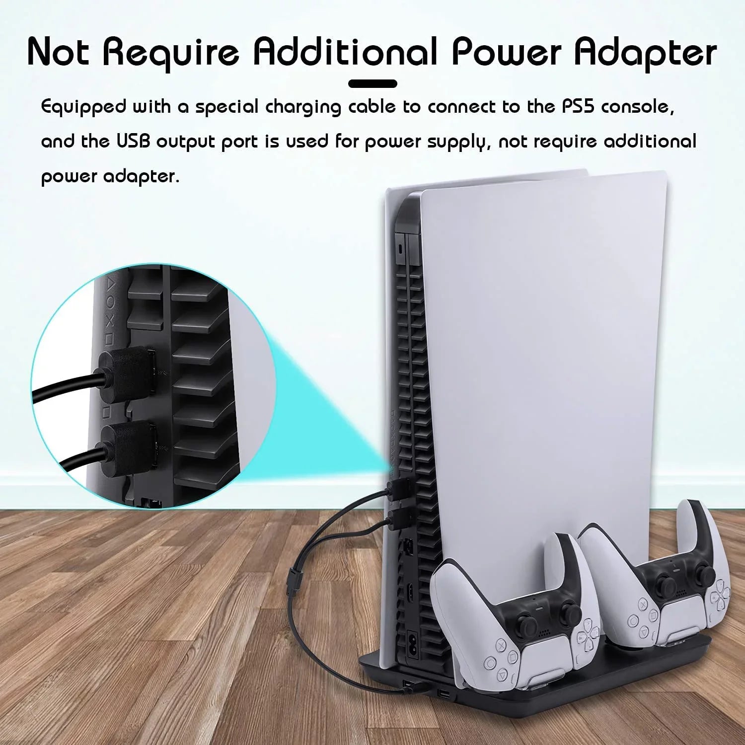 Cooling Fan and Dual Controller Charger Station for PS5 Console, Cooler Station and Charging Dock with Extra USB Ports for Playstation 5 UHD and Digital Edition