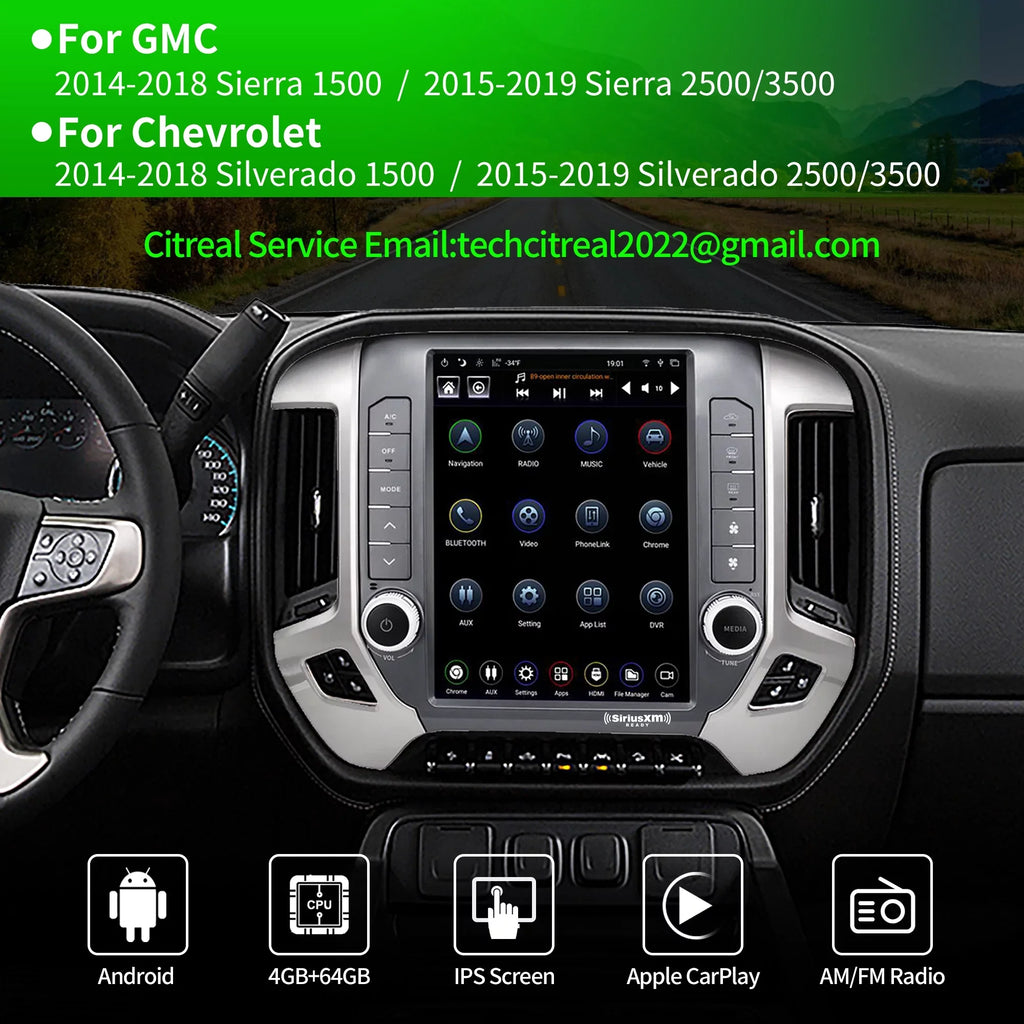 Linkswell Gen5 T-style 12.1 inch Car SirusXm Raido Stereo for Chevrolet Silverado 2014-2021 GMC 2014-2019 Touch Screen Navigator Android Truck Replacement GPS radio 4G+64G  Carplay Auto