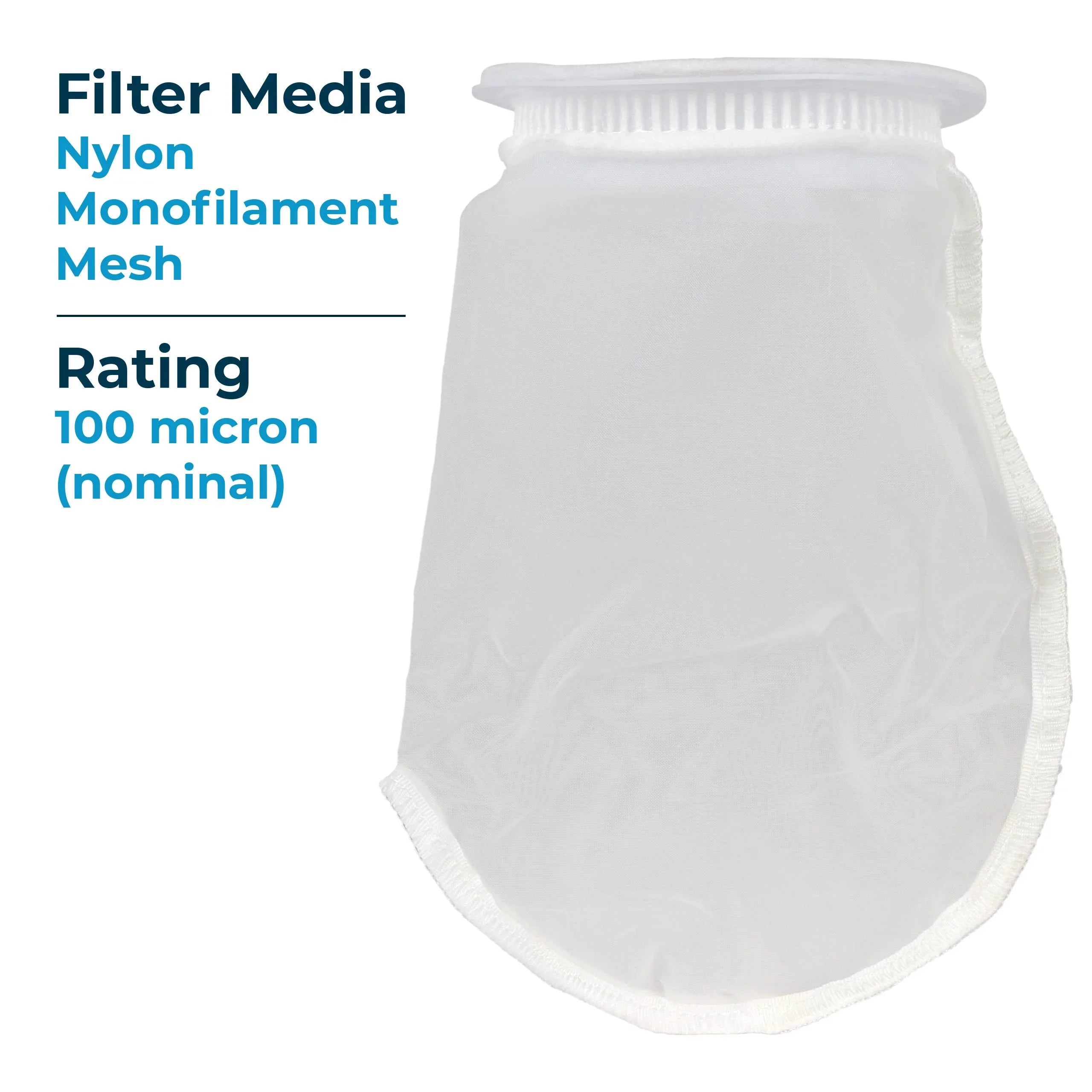 SpiroPure SP-BN-410-100 100 Micron #3 (10”) Woven Nylon Monofilament Mesh Liquid Bag Filter BN-410-100 255009-03 (Case of 40)