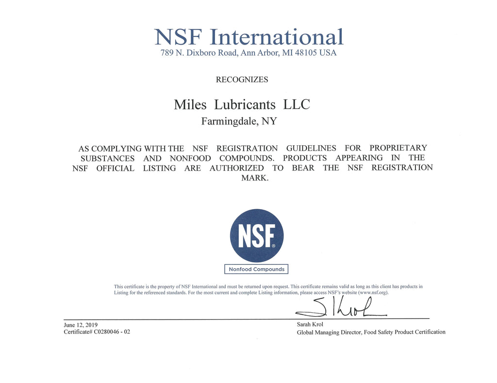 Miles Fg Hydro Fr ISO 46 Food Grade Fire Resistant Pao Based Hydraulic Fluid Nsf H1 Registered 41 Gallon Case