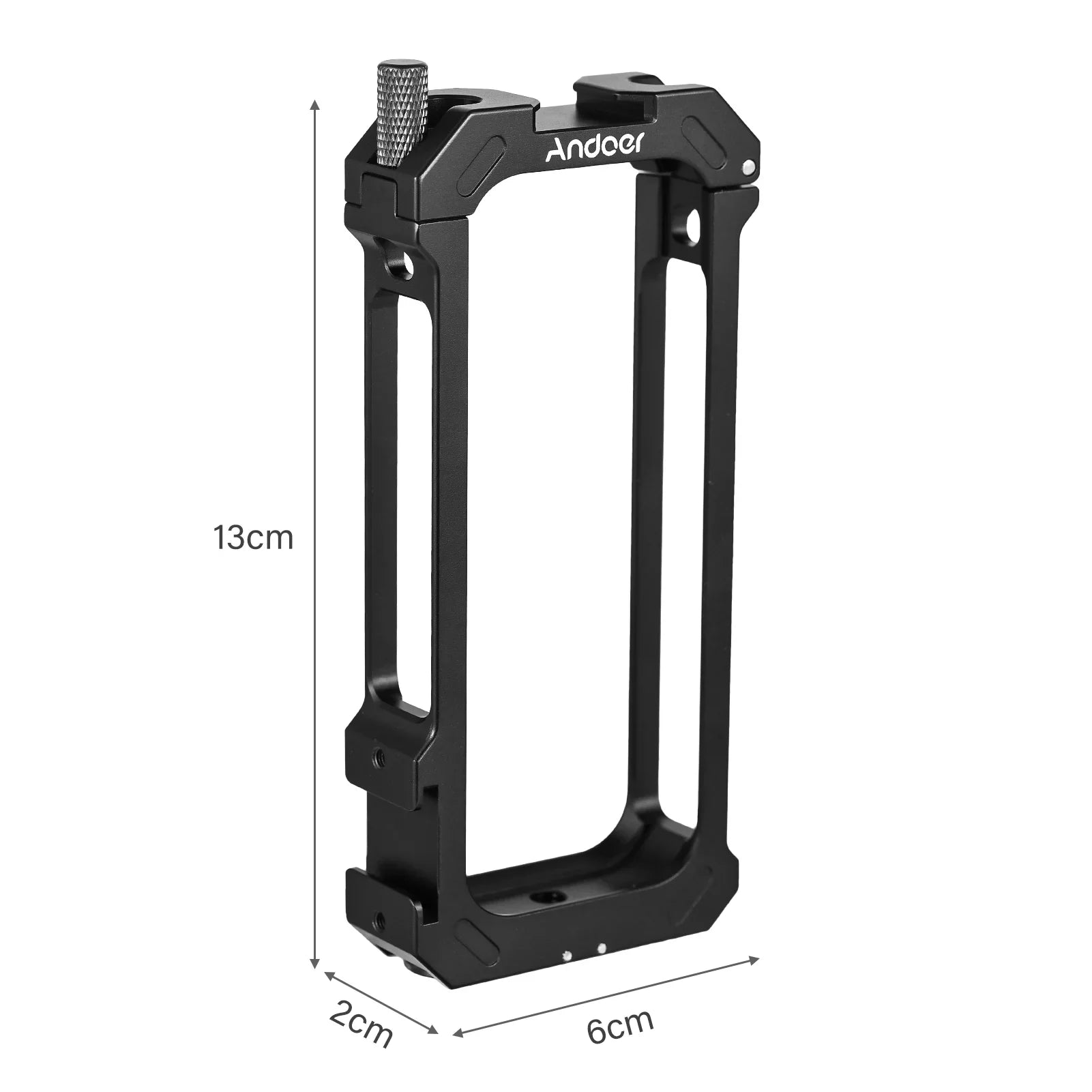 Andoer Aluminum Alloy Sports Camera Video Cage with Dual Cold Shoe Mounts - Metal Protective Frame Vlog Accessories for Insta360 X3