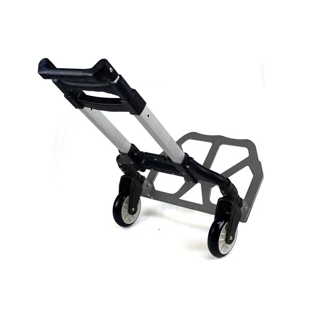 SEGAWE Compact Folding Aluminium Hand Trolley Dolly Push, Black, Luggage Carts.