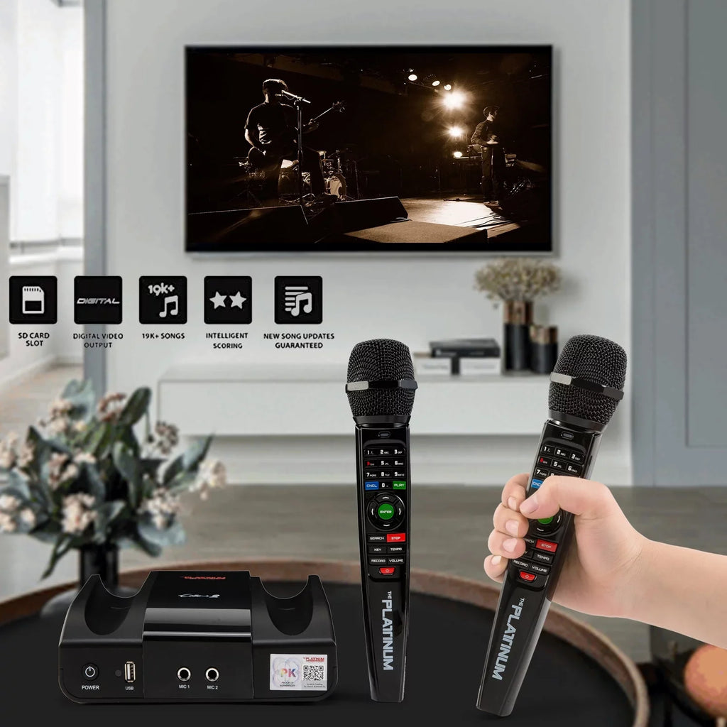 2023 PLatitudeinum Cello2 Karaoke Machine for TV with Lyrics Display Built-in 23K+ Aldult Kids Mixed Language MVs & Songs 2 Upgraded Wireless Mic Digital Video Song Recording