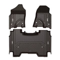 3W Floor Mats for Dodge Ram 2019 2020 (NOT for Storage Under Rear Seat) - Full Set All Weather Ram 1500 Crew Cab Carpet with Non-Toxic TPE 1st & 2nd Row for Bucket Seating, Black