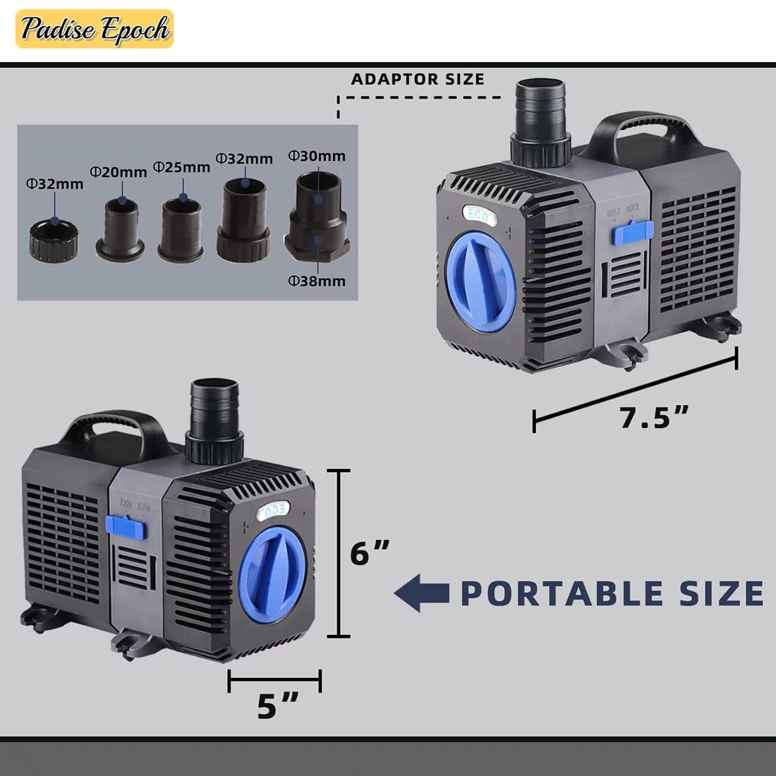 2115GPH Big Flow Adjustable Frequency Inline Fish Tank Fountain Aquarium Waterfall Salt Fresh Pond Submersible Filter Water Pummp With Ceramic Shaft
