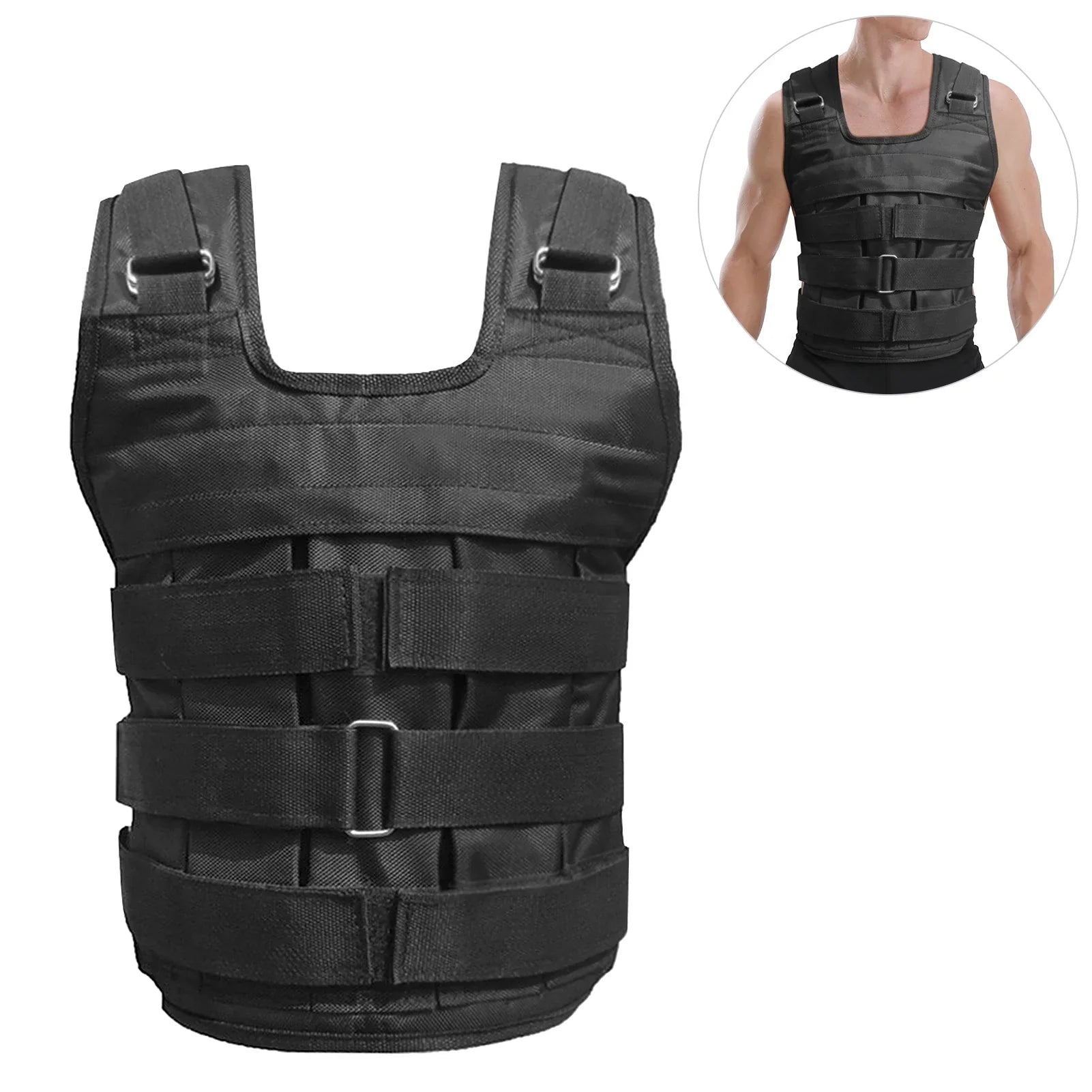 Walmeck Waistcoat, Adjustable Weighted Vest for Strength Training , 50kg Max. Load (Empty), Oxford Exercise Weight Loading