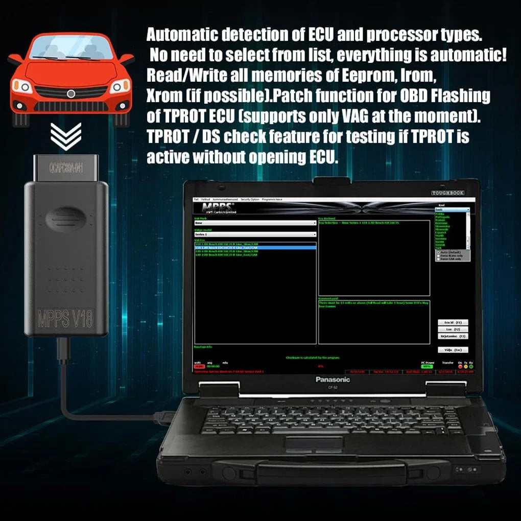 lopituwe MPPS V18 ECU Flashing Chip Tuning Remapping Tool EEprom MPPS ECU remapping Read/Write Auto Detect Car Diagnostic Tool
