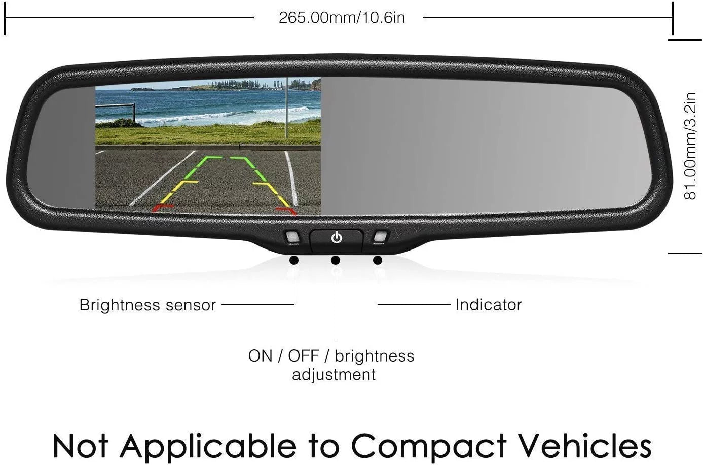 AUTO-VOX 4.3”LCD OEM Rear View Mirror Monitor with IP 68 Waterproof Back Up Car Camera, Night Vision Back Up Camera System for Parking & Reversing (T2 )