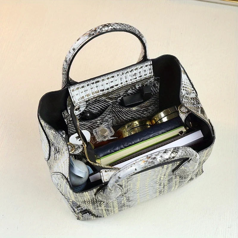 MICHROE PU Leather Handbag For Women  2024 Vintage Style Fashionable Shoulder Crossbody Bucket Bag  Versatile Lady‘s Satchel Bag