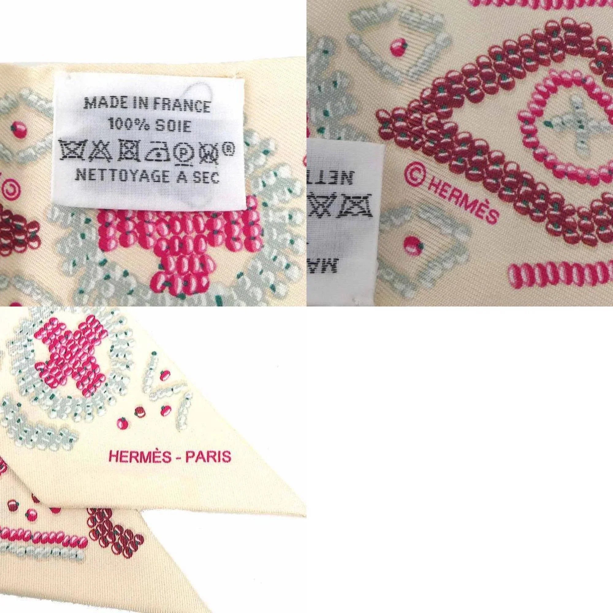Pre-Owned HERMES Scarf Muffler Twilly Silk Light Beige/Multicolor Women's (Good)