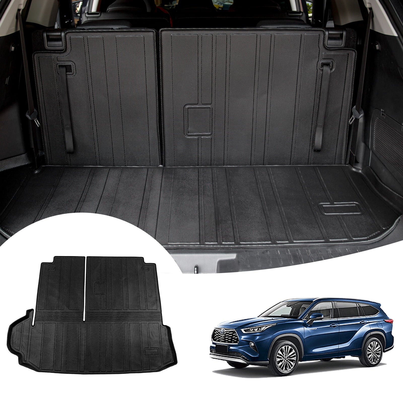 Fit 2020-2024 Toyota Highlander Trunk Mat with Backrest Mats Car Cargo Liner Highlander Accessories