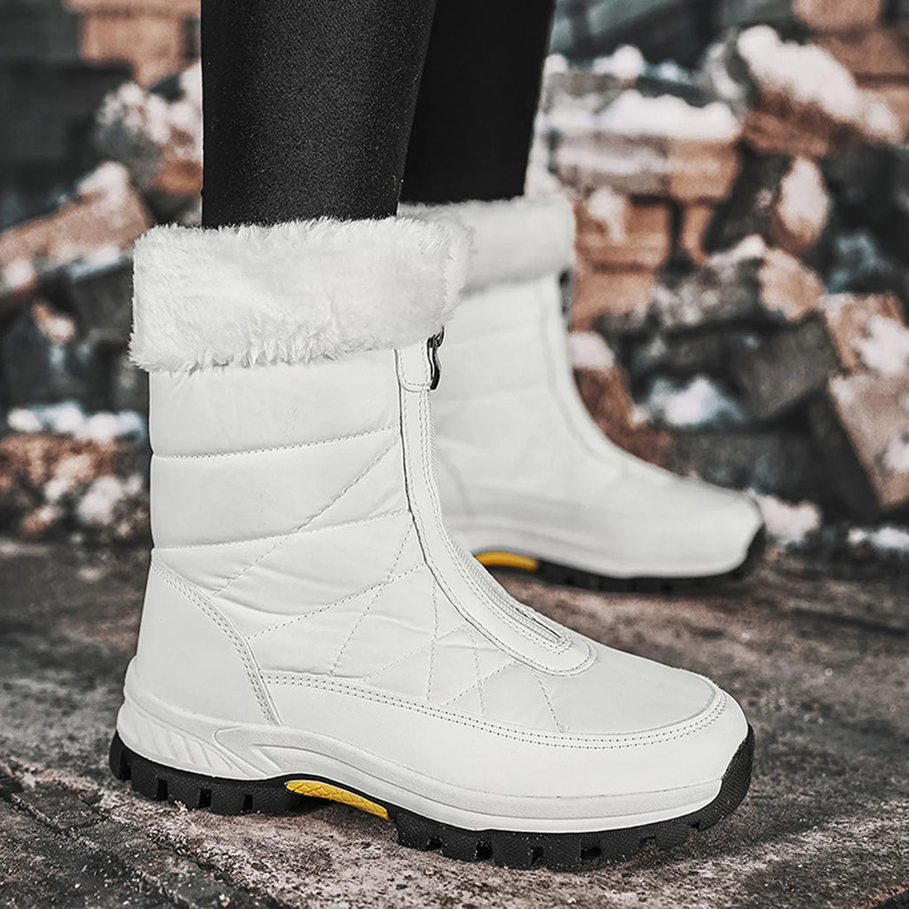 Fashion Women Winter Water Proof FLatitude Zipper Keep Warm Snow Boots Comfortable Mid Boots Shoes