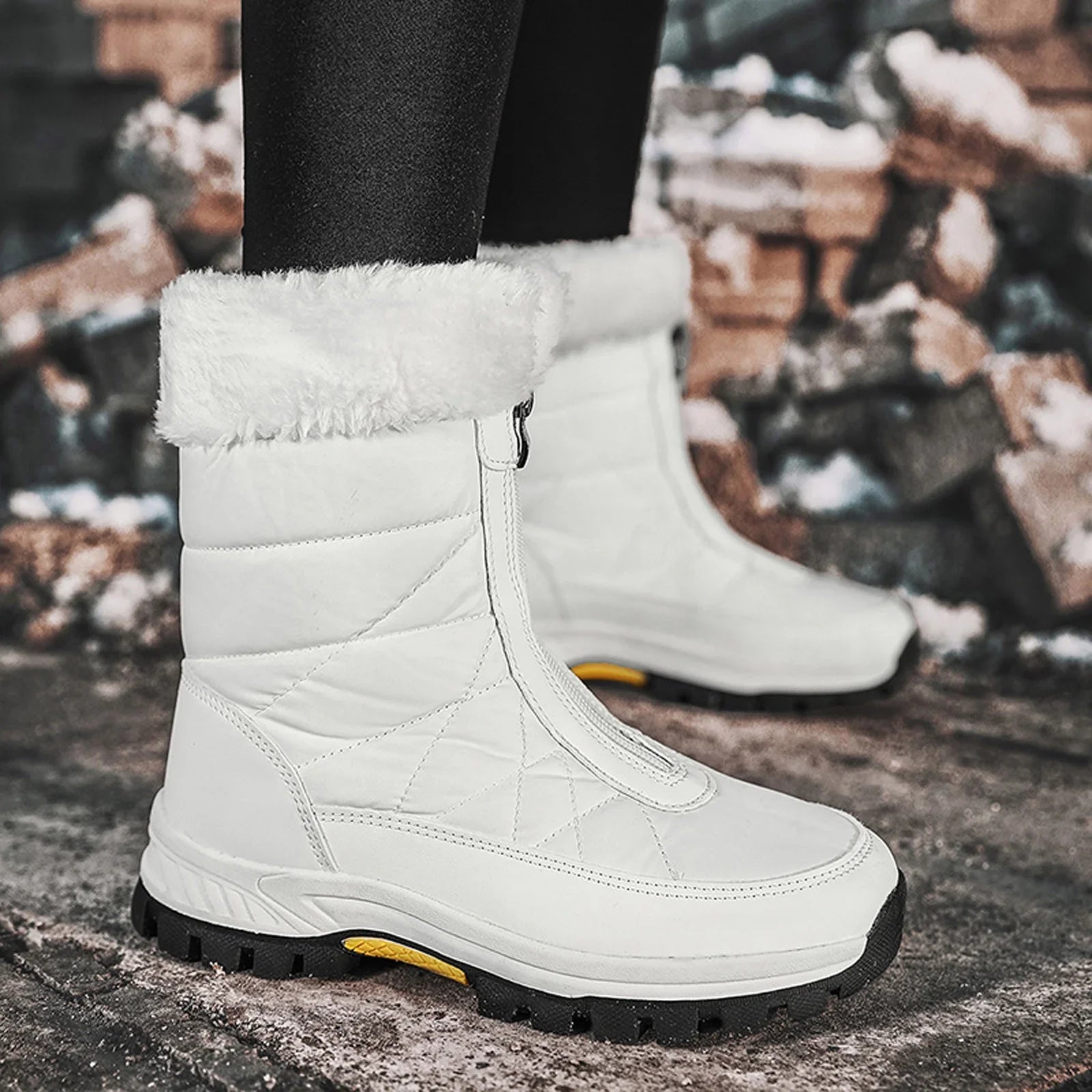 Fashion Women Winter Water Proof FLatitude Zipper Keep Warm Snow Boots Comfortable Mid Boots Shoes