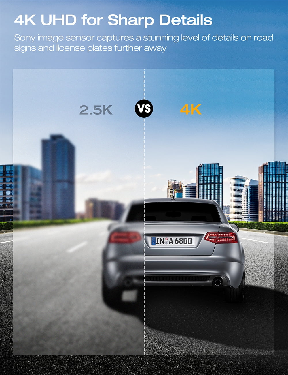 Dual Dash Cam Front and Rear 4K+1080P Dash Cam for Cars, 3" Car Dash Camera with Parking Monitor, Support 256GB