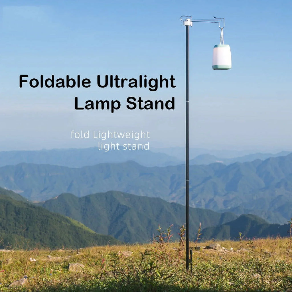 Suzicca Folding Aluminum Alloy Lamp Pole Adjustable Lantern Holder Rod for Camping Hiking Fishing Backpacking